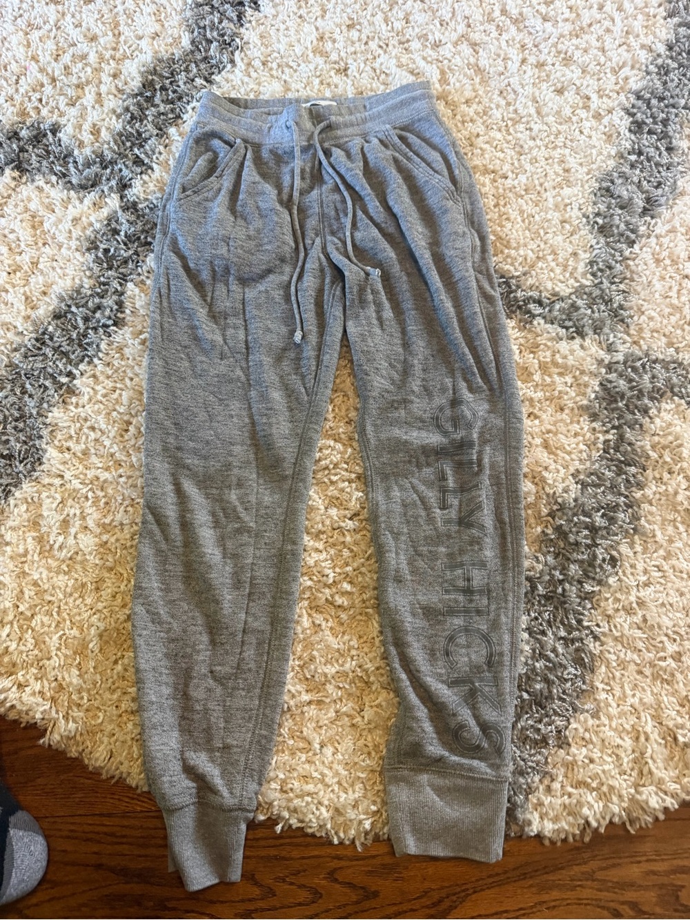 Gilly Hicks Gray Ribbed Drawstring Lounge Pants